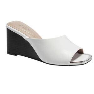 Alfani Laurita Leather Wedge Sandals Women’s Size 10 Step N‎ Flex White Open Toe